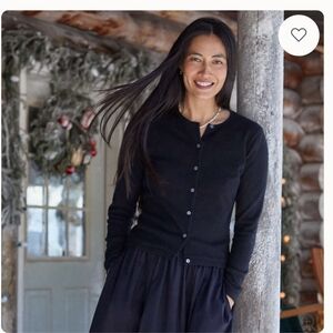 Lands' End Women's Classic Black Cashmere Cardigan NWT